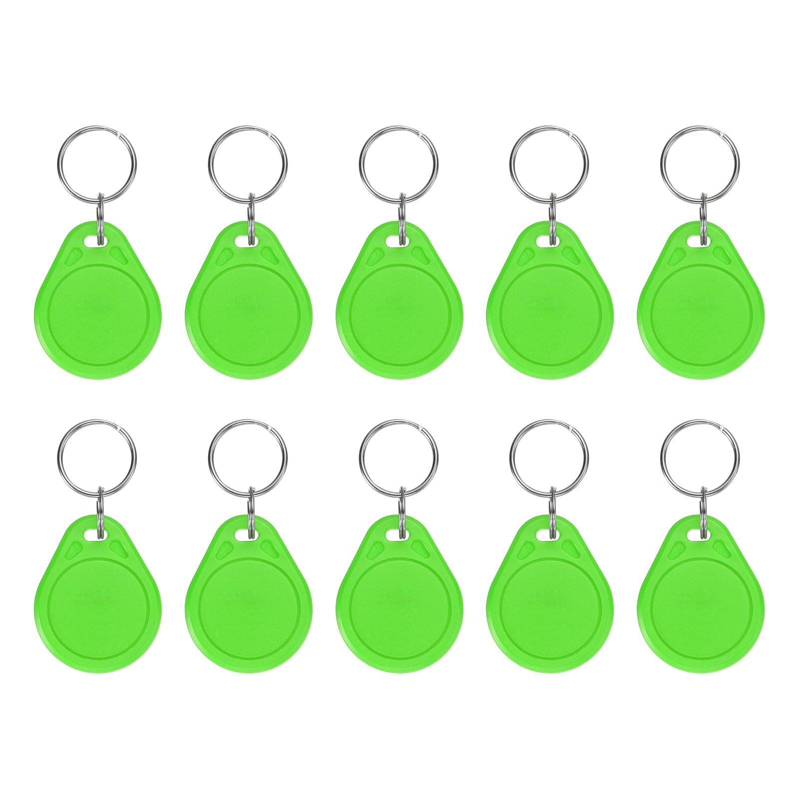 PATIKIL 10 Pcs 13.56MHz CUID Writable Rewritable Smart Key Fobs, Clone IC Key Fob Tags Blank Smart Card Key Classic 1K for Entry Access Control System, Bright Green