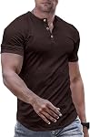 JMIERR Men Casual Short Sleeve T-Shirt Muscle Slim Henley Shirts Beach Tees | Summer, Activewear, Longline, Undershirts, Button, V Neck, Hawaiian, Fitted, Golf, Solid Color, Outdoor, Hiking