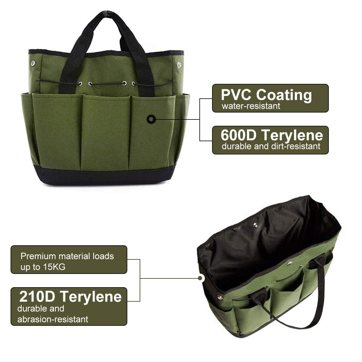 Bolsa de Herramientas Jardinería, Jardín Organizador Bolsa Femeninas de Alta Resistencia Interiores Al Aire Libre Juego de Herramientas de Jardinería de Mano para Almacenar Herramie