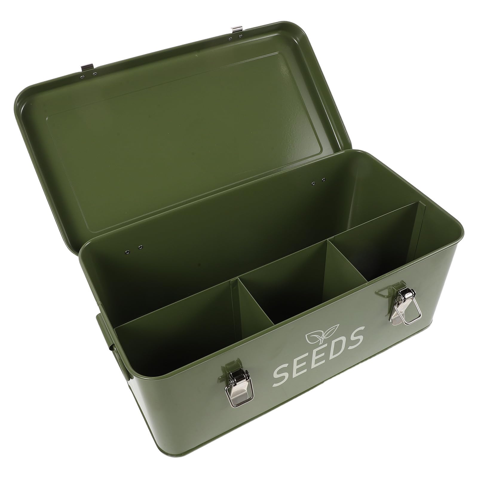 Zerodeko Boîte de Rangement pour Semences de Jardin avec Couvercle Rabattable, Serrure Sécurisée en Fer, Poignée Portable, Organisation Polyvalente pour Outils de Jardinage