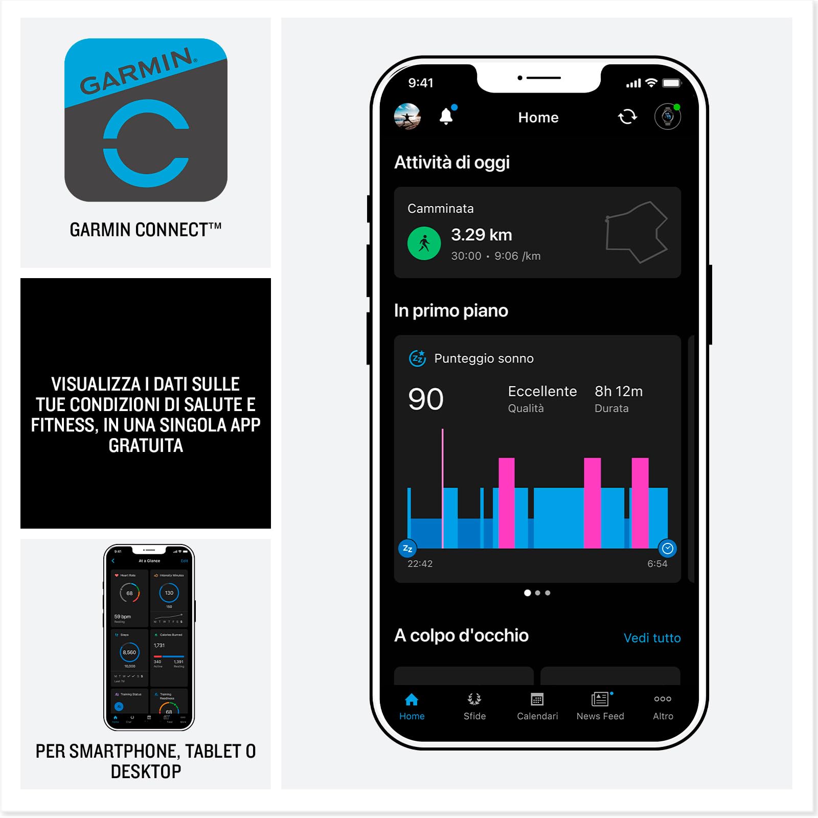 Garmin vívoactive 6, Smartwatch AMOLED 1,2" 2.000 nit, Cassa 42mm, Musica, GarminPay, +80 Sport, GPS, Cardio, Coach, Dinamiche di corsa, App Mobility, Autonomia 11 giorni, Black & Slate