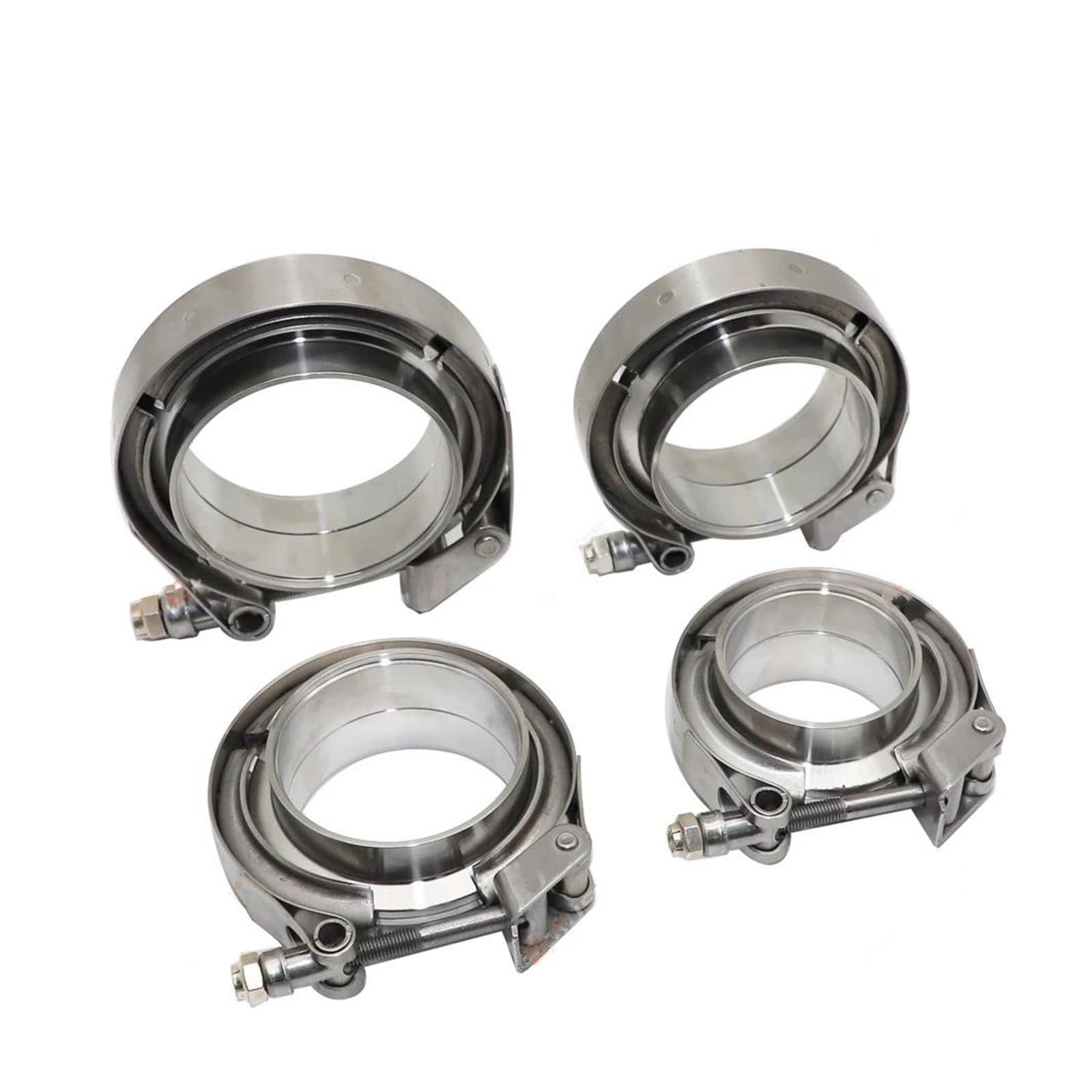 Puntas Escape Abrazadera Vband para Tubo Escape Coche Kit Abrazadera En V con Brida Macho Y Hembra Abrazadera Banda En V Liberación Rápida Acero Inoxidable 304, Turbo Silenciador(5 Inch 127mm)