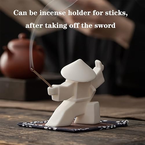 Miniatura 3 de LYART Estatua de guerrero de mascotas de té, accesorios de adorno de té, decoración de té de Kung Fu, regalo para casa y oficina, regalo del día del