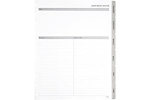 2025 TUL Calendar 2020 Inserts with 12 Tab Dividers