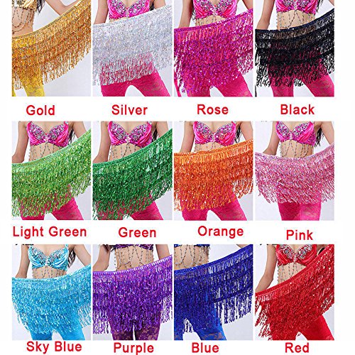 Wuchieal Belly Dance Skirt Hip Scarf Dance Hip Belt Latin Dance Hula Hip Scarf (Purple) #TOP1