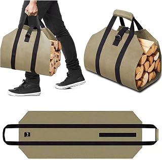 Firewood Carrier Canvas Fireplace Tote Bag Indoor Outdoor Firewood Tote Bag Cloth Fireplace Wood Stove Fire Pit Tote Bag Large Capacity Log Bag