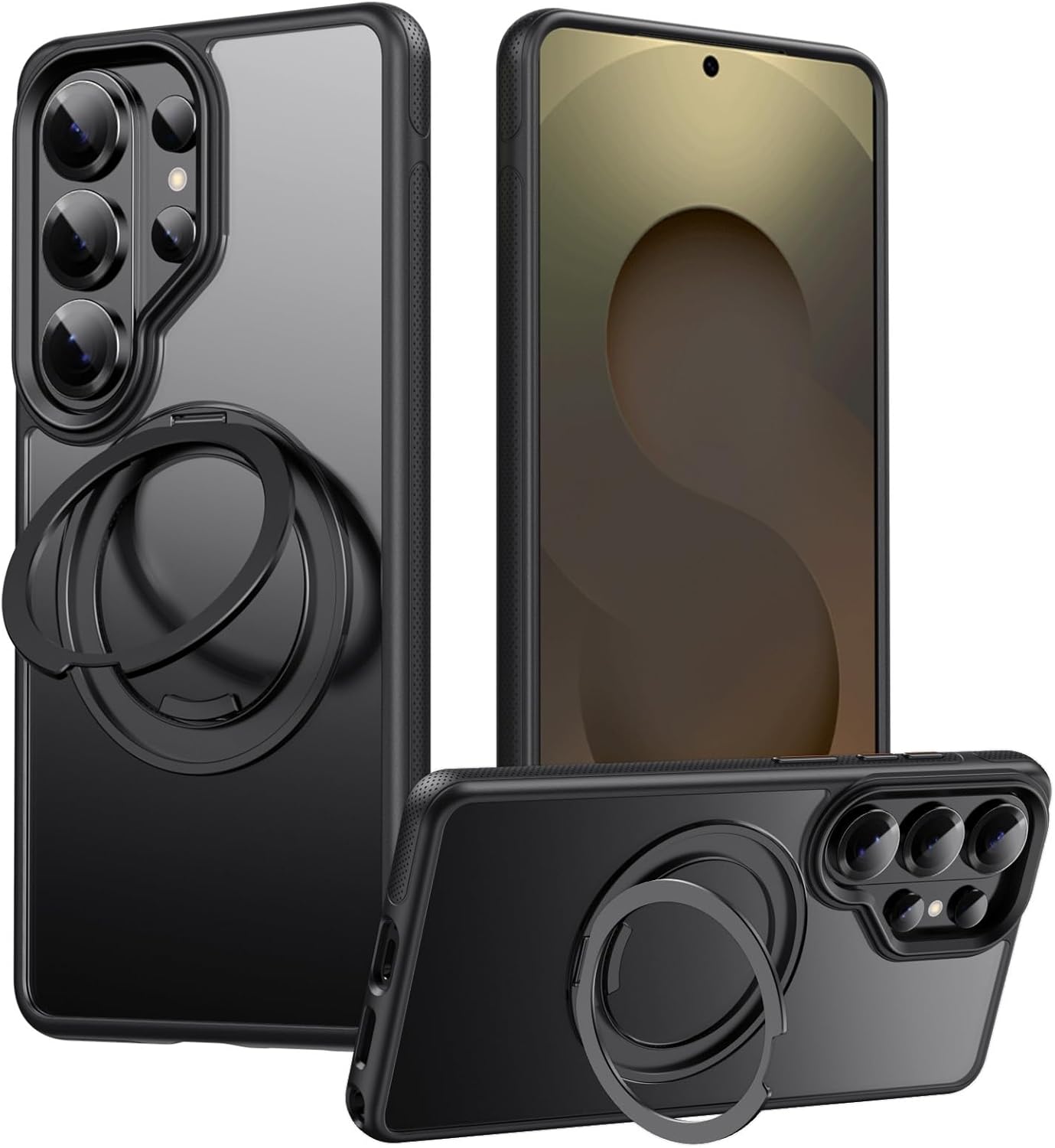 Magnetic Ring Stand Case for Samsung Galaxy S26 / S26+ / S26 Ultra, Compatible with MagSafe, 360° Rotatable Foldable Kickstand, Shockproof Protective Cover with Non-Slip Grip(Black,S26 Ultra)