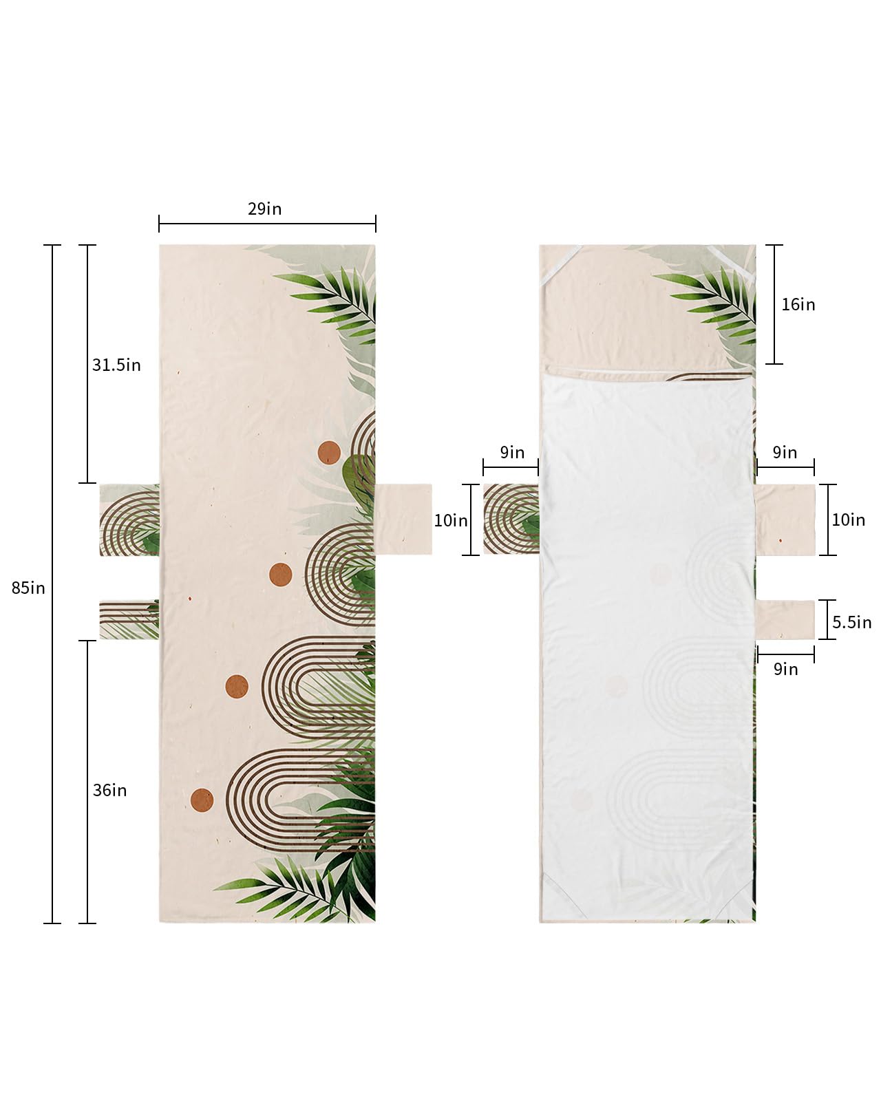 Green Summer Botanical Beach Lounge Chair Towel Cover, Soft Chaise Lounge Towel with Side Pockets Patio Pool Chairs Cover for Beach/Pool Sunbathing 29x85 Middle Century Geometric Abstract