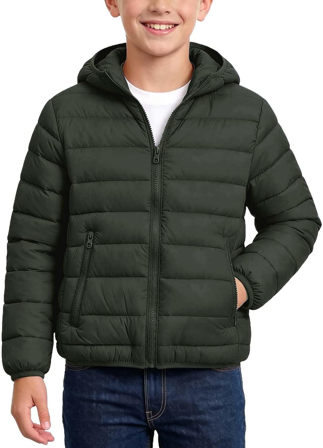 Kids Water Resistant Hooded Puffer Jacket Winter Coat | Boys Girls Puffer Jacket Kids Winter Coat Water Resistant Warm Quilted Hooded Puffer Jackets Lightweight Solid Color Coats