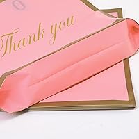 Vista 3 de Thank You Bags Shopping Bags, 13.8x11.8 Inch Thank You Gift Bags with Handle for Small Business Bulk Reusable Plastic Shopping Bags for Boutique Pink