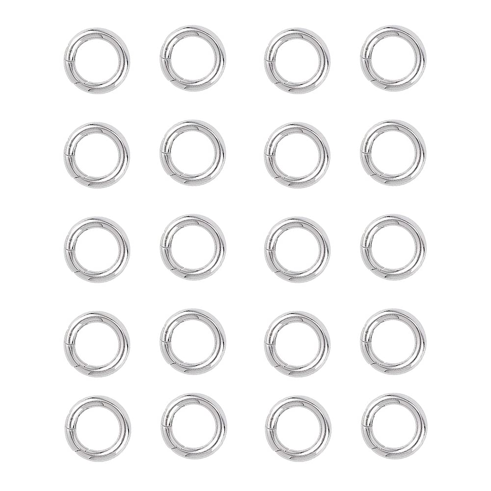 ANCLLO 20pcs Alloy Spring Ring Round Carabiner Snap Clip Trigger Spring Keyring Buckle DIY Organizing Accessory for Handbag Purse Shoulder Strap, 20mm-Silver