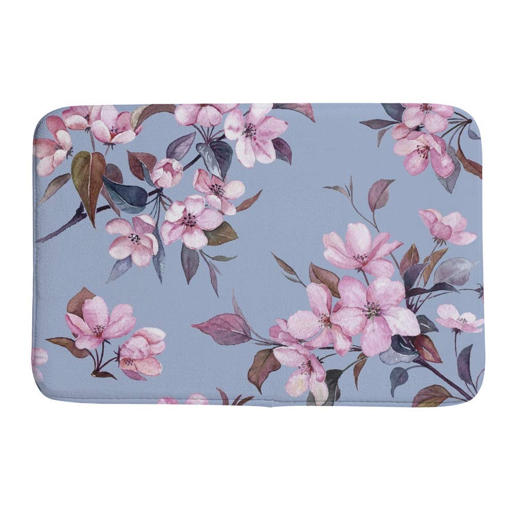 Tapis de bain en velours corail rose fleurs 31x50,8 cm antidérapant