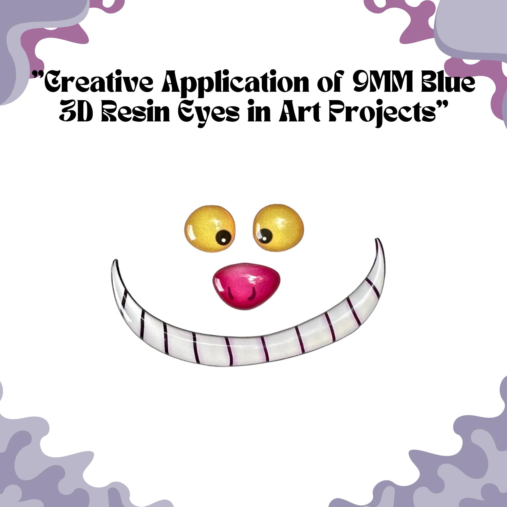 MS28-11: Whimsical Cat Smile 3D Resin Eyes, Nose & Mouth Set (18 Pcs/3 Sets, 11mm) – Yellow Eyes, Pink Nose – Self-Adhesive for Crafts, Clay, Porcelain, Sculptures, Amigurumi, Scrapbooking & DIY Fun