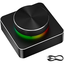 Computer Volume Controller Knob, Wireless Audio Volume Control Knob for PC, RGB Backlight Button, Programmable for Gaming Home Theater