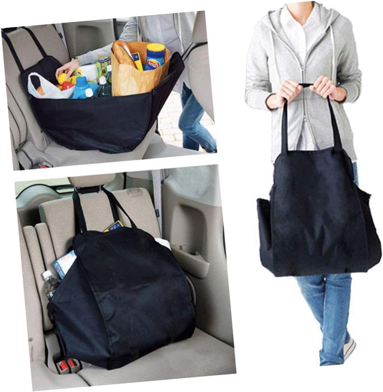 GLEAVI Car Storage Organizer Bag Capacity Folding Sundries Holder for Passenger Seat Easy Installation Oxford for Family and Shopping Use