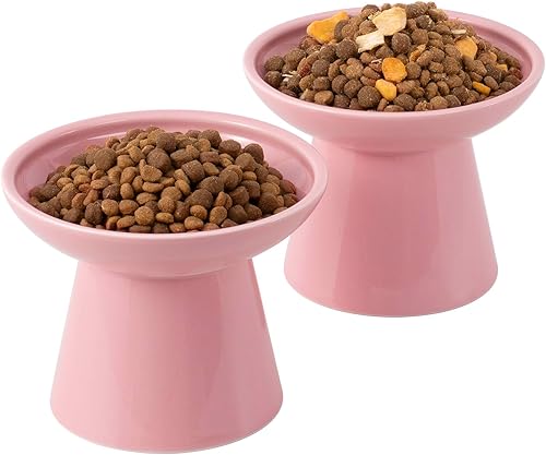Miniatura 11 de 2 cuencos elevados de cerámica para gatos extra anchos para alimentos y agua, plato de comida poco profunda, sin plomo ni cadmio, altura elevada