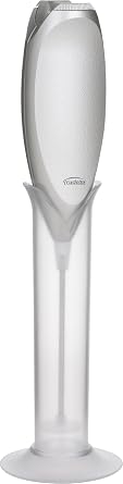 Trudeau Battery Milk Frother,Silver/White,9.5 inch