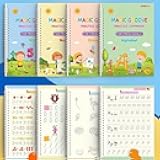 Reusable Magic Writing Practice Workbook, Handwriting Exercise Book for Kids, (4 Book + Pack Pen)