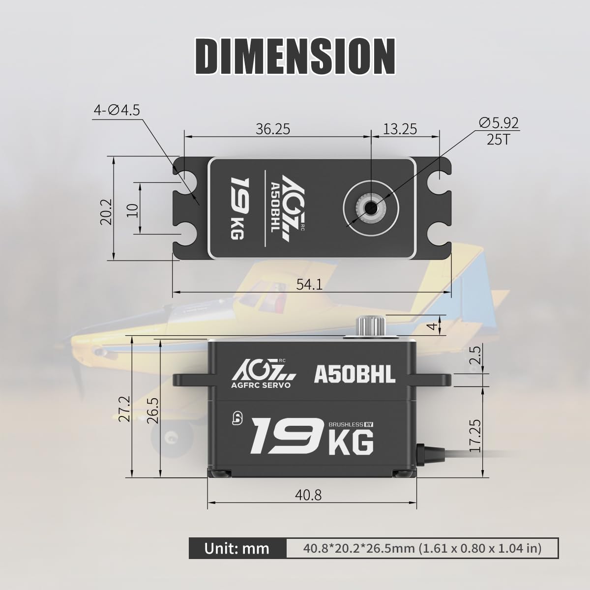 AGFRC - Servo de dirección RC de perfil bajo de 19 kg, 0.073 segundos, servo programable sin escobillas de engranaje de metal completo con cuerno servo de metal 25T para coche y AGFRC - Servo de dirección RC de perfil bajo de 19 kg, 0.073 segundos, servo programable sin escobillas de engranaje de metal completo con cuerno servo de metal 25T para coche y