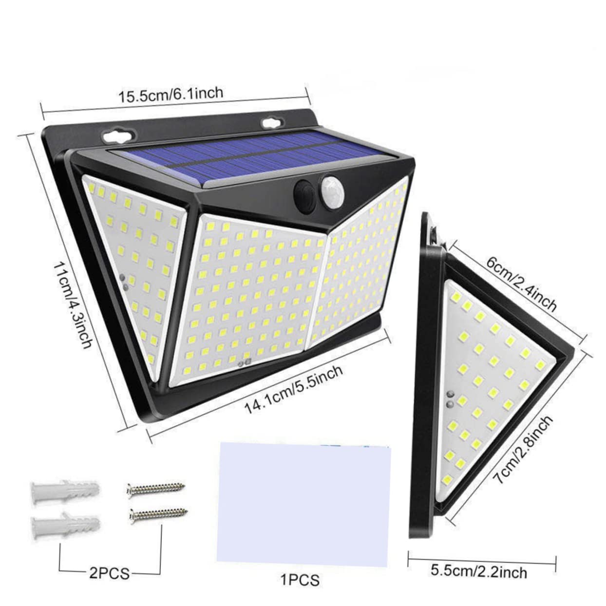 2szt Solarna lampa ścienna LED zewnętrzne światła zasilane energią słoneczną Solarna lampa ścienna na ogrodzenie Solarna lampa bezpieczeństwa Solarna lampa tarasowa Garażowa lampa słoneczna Sportowe ś