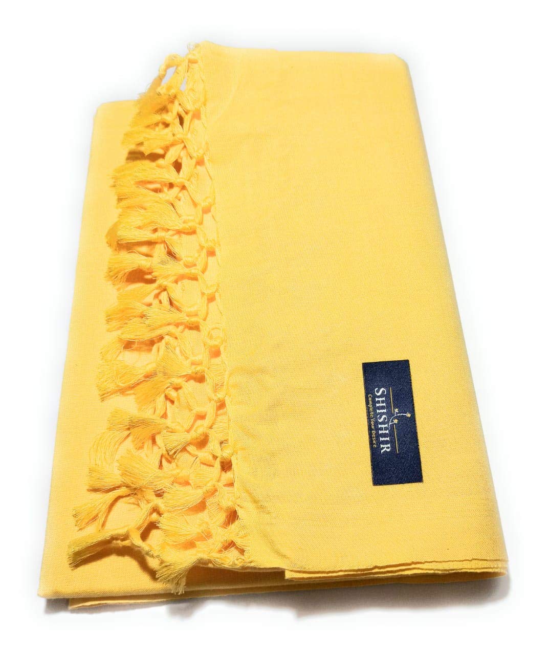 SHISHIR Cotton Soft Silky 200 TC Summer/Winter/Rainy Season Odhne wali Topsheet/Chadar/Thin Layer Blanket (Yellow Single Size)-image-8