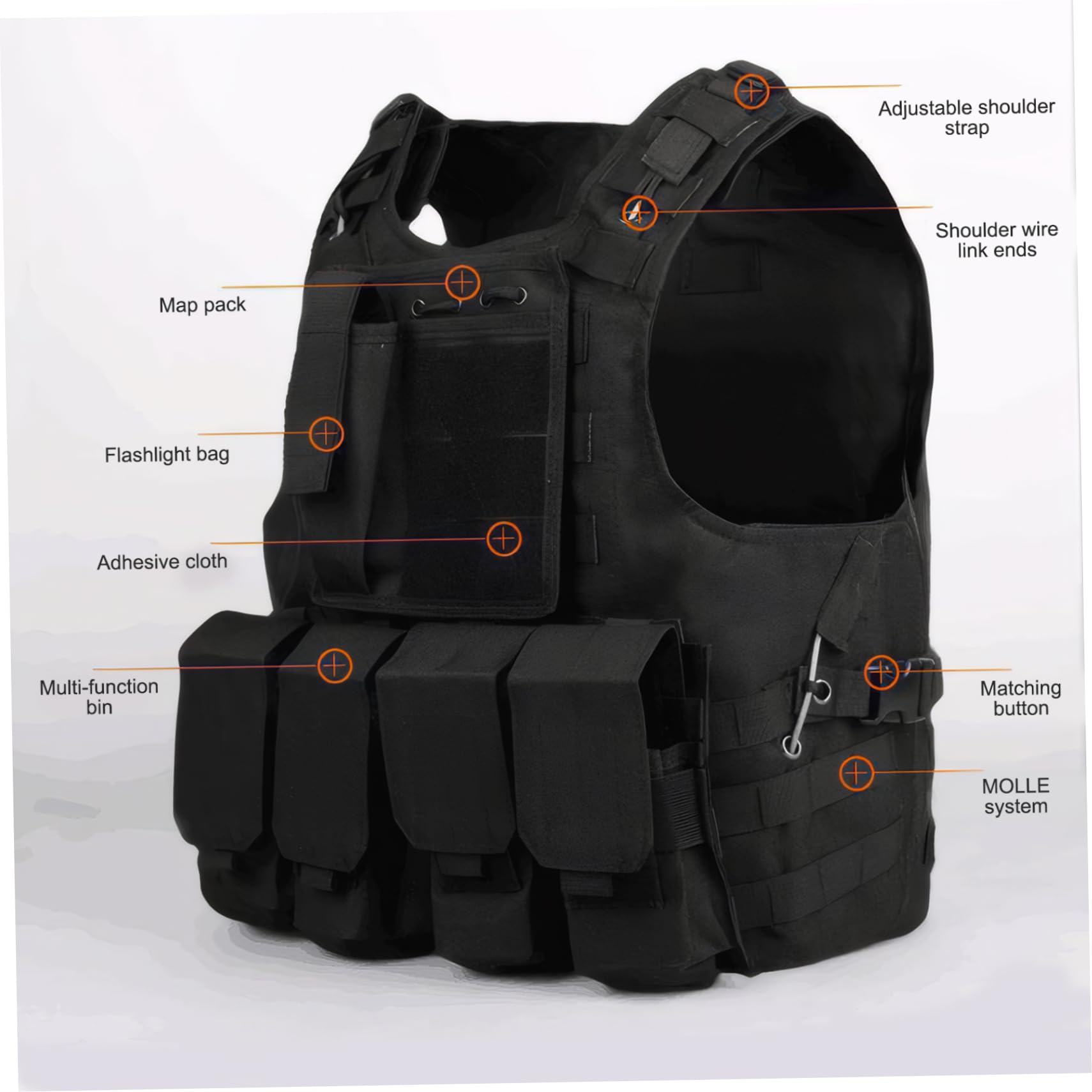 Sicherheitsweste, verstellbare Airsoft-Weste, leicht, Paintball, Schnellwechsel-Plattenträger, Komfort, Polizei, multifunktional, Outdoor für Zug, Spiel, Plattenträger, Paintball