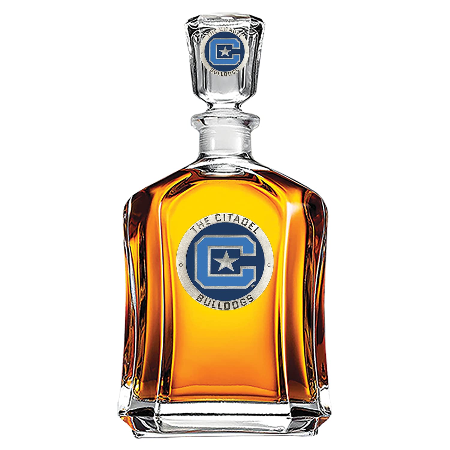 Heritage Pewter Citadel Capitol Decanter | 24 OZ Whiskey Decanter for Liquor with Airtight Stopper | Expertly Crafted Pewter Glass