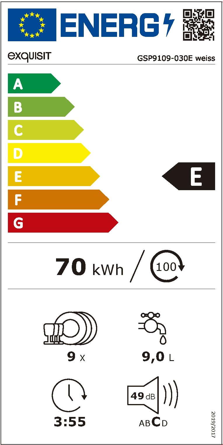 Exquisit GSP 9109.1 Geschirrspüler 45 cm LED-Anzeige Spülmaschine Energieeffizienz A++ Einbauspülmaschine