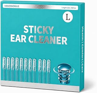 HAVENVOGUE 2-in-1 Sticky Ear Cleaning Sticks for Dry Earwax, 24 Count, 5 mm | Gentle Soft Rubber Ear Cleaner for Family, dual-ended cleaning Ear Wax Removal Tool, Earbud, Headphone & Hearing Aid Cleaning