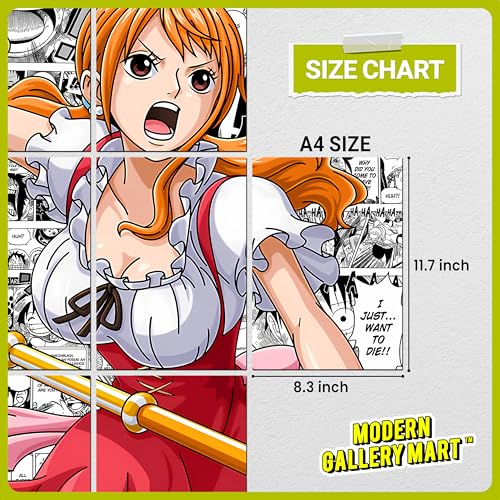Image of Pack of 20 One Piece Nami Manga Poster | A4 Size Anime Wall Art (8.3 x 11.7 inch) | Manga Posters with Glue Dots | Anime Poster for Bedroom, Living Room, Office