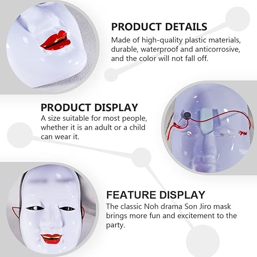 Miniatura 4 de Gadpiparty Máscaras faciales 2 piezas de resina maquillaje decoración de fiesta, cosplay fantasma, cubierta de actuación de Halloween, casco japonés