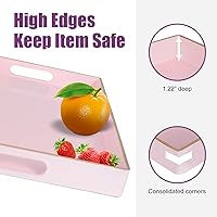 Vista 32 de Gifturbo Bandeja negra para servir, bandejas decorativas de mármol con asas, bandeja de mesa auxiliar, bandejas de plástico rectangulares otomanas