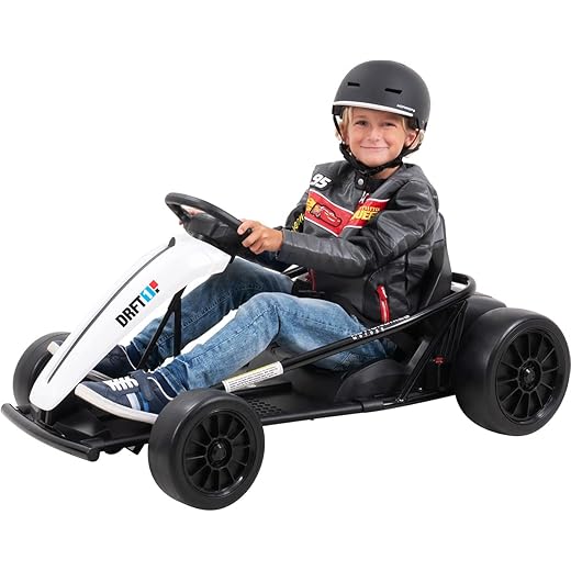 Actionbikes Motors Kinder Elektroauto Drift-Kart SX1968 GoKart | Bis 13 Km/h - 2 x 350 Watt Motor - 2 x 12 Volt 7 Ah Batterie - Drift Cart - Eva Reifen vorne - Kinder Auto ab 3 Jahren (Weiß)