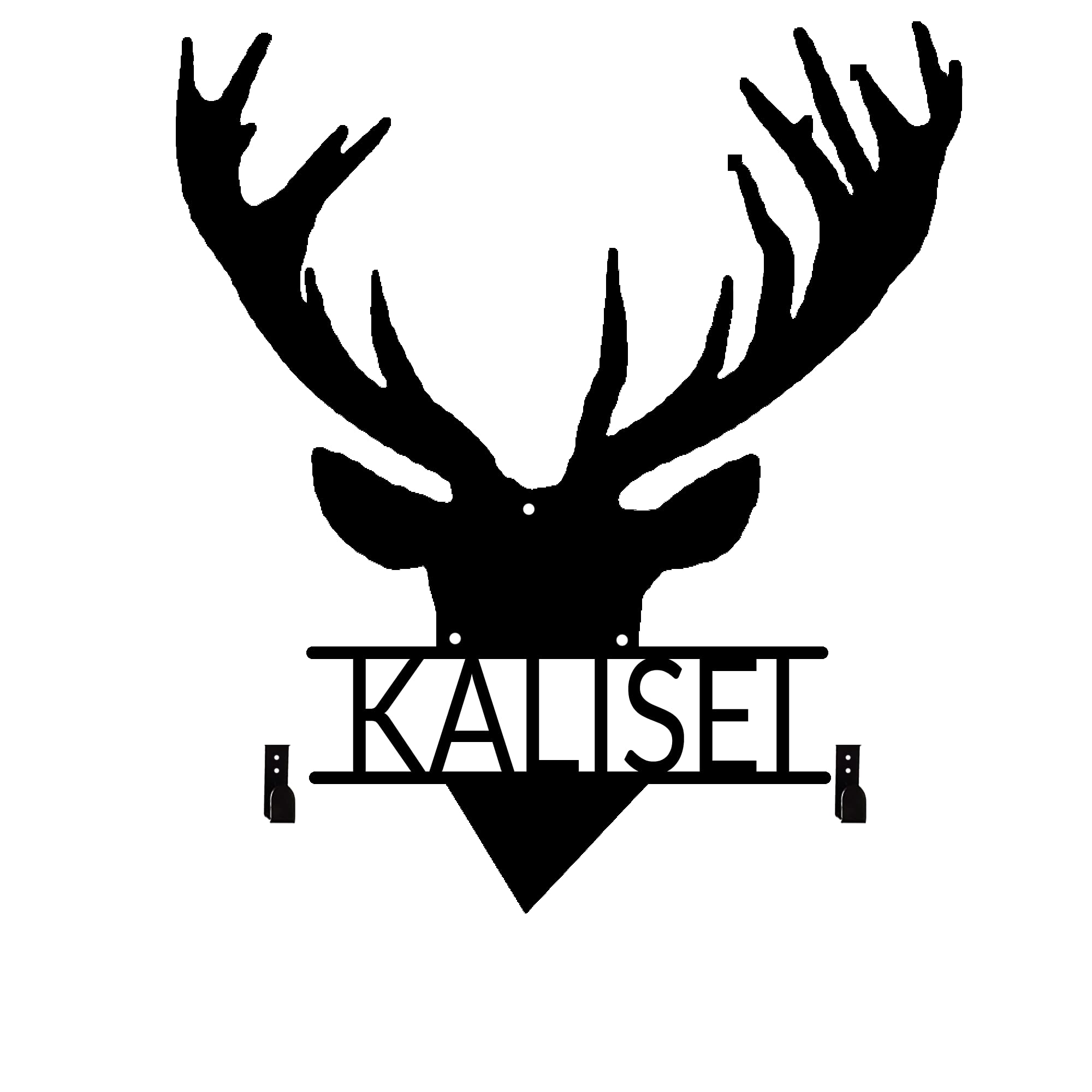 MOMOBO Large Personalized Metal Deer Head Bow Holder,Elk Skull Wall Decor,Archery Deer Head Bow Rack With Custom Name Plate,Bow Hunting Rack Hunting Metal Sign, Gifts For Husband,Dad,Father Style 9