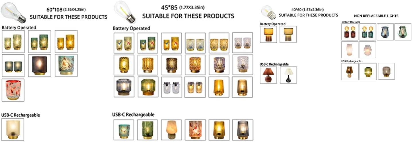 MJ PREMIER LED Light Bulb E27 Base Replacement Bulbs 3V Customized Special Table Lamp Battery Operated Warm White Light(45 * 85)