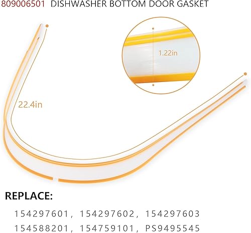 Miniatura 3 de 154827601 Kit combinado de sello de puerta de lavavajillas compatible con Frigidaire Kenmore Electrolux y lavavajillas Sears, el kit incluye sello