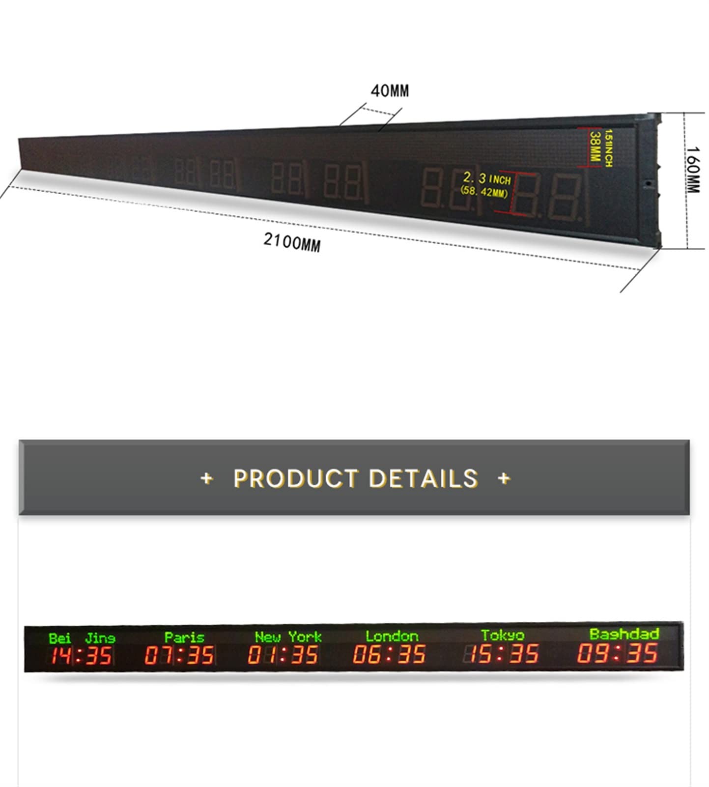 5. Miasta Zegar Time Clock Montaż na ścianie Zdalne działanie Hight Brightness LED Cyfrowy Zegar Zegar Zegar Bezpłatny Hak montażowy Duży zegar