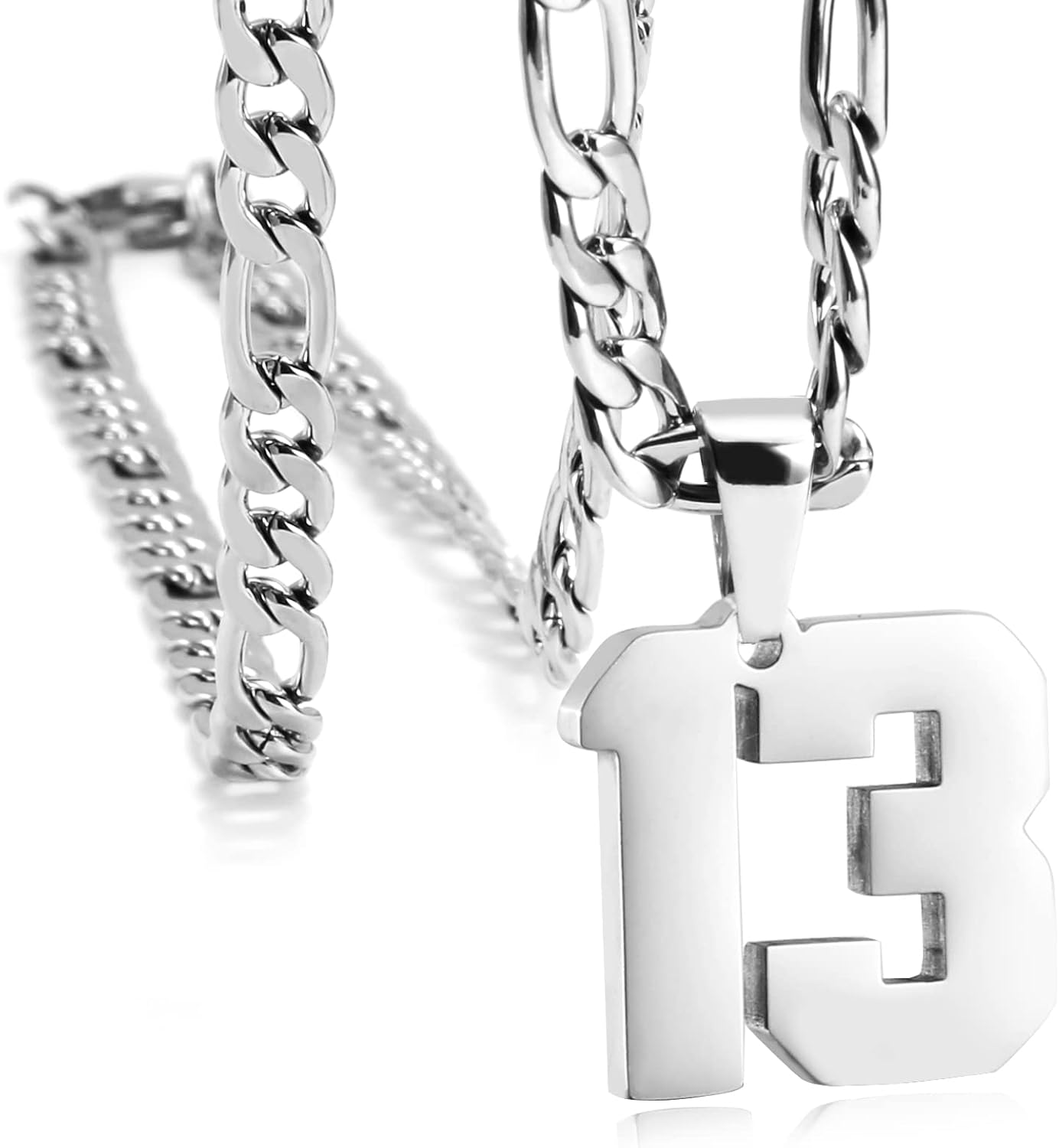 Personalized Jersey Number Necklaces for Mens,Athletes Stainless Steel Sport Number Pendant Chain for Mens Baseball/Basketball/Football Team Inspiration Jewelry with Gifts