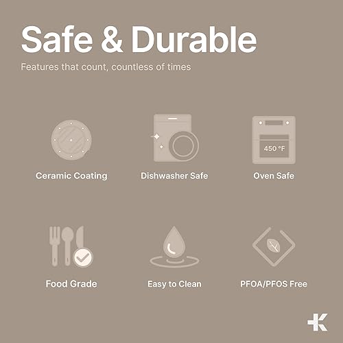 Vista 4 de Bakken - Juego de 8 utensilios apilables para hornear, revestimiento antiadherente de cerámica, bandejas para hornear, varios moldes para hornear