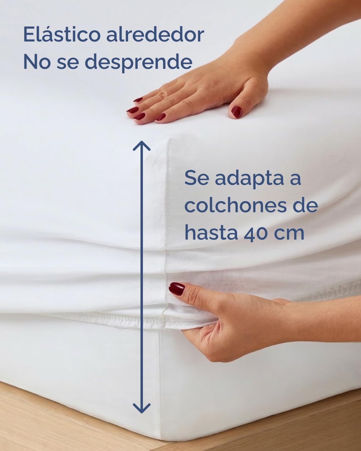 Sábana bajera ajustable 200x200 cm Blanco - 100% Algodón Jersey suave & transpirable - Bolsillo 40 cm / 16" - Sin arrugas, Resistente, Hipoalergénico & Transpirable - Certificado OEKO-TEX Standard 100