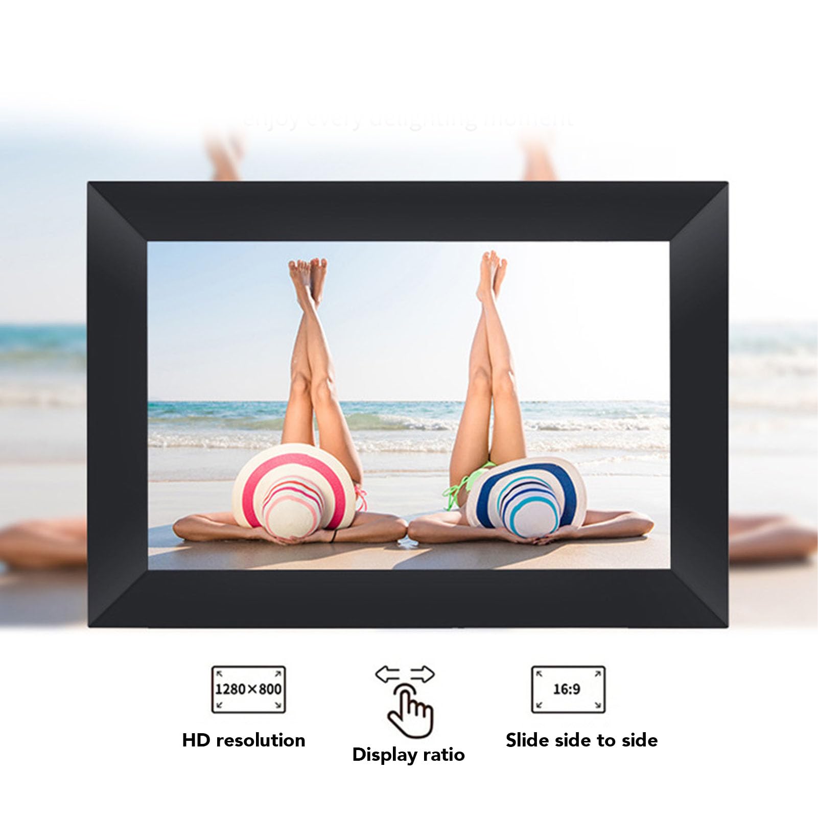 10.1 Inch Smart Digital Photo Frame, IPS Widescreen, Picture Frame with 16GB Storage, App Support for Frameo, 1280x800 Resolution, Wall Mountable, Portrait Landscape Mode (US