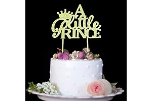 A Little Prince with Crown Cake Topper for Boy Baby Shower, Birthday,...