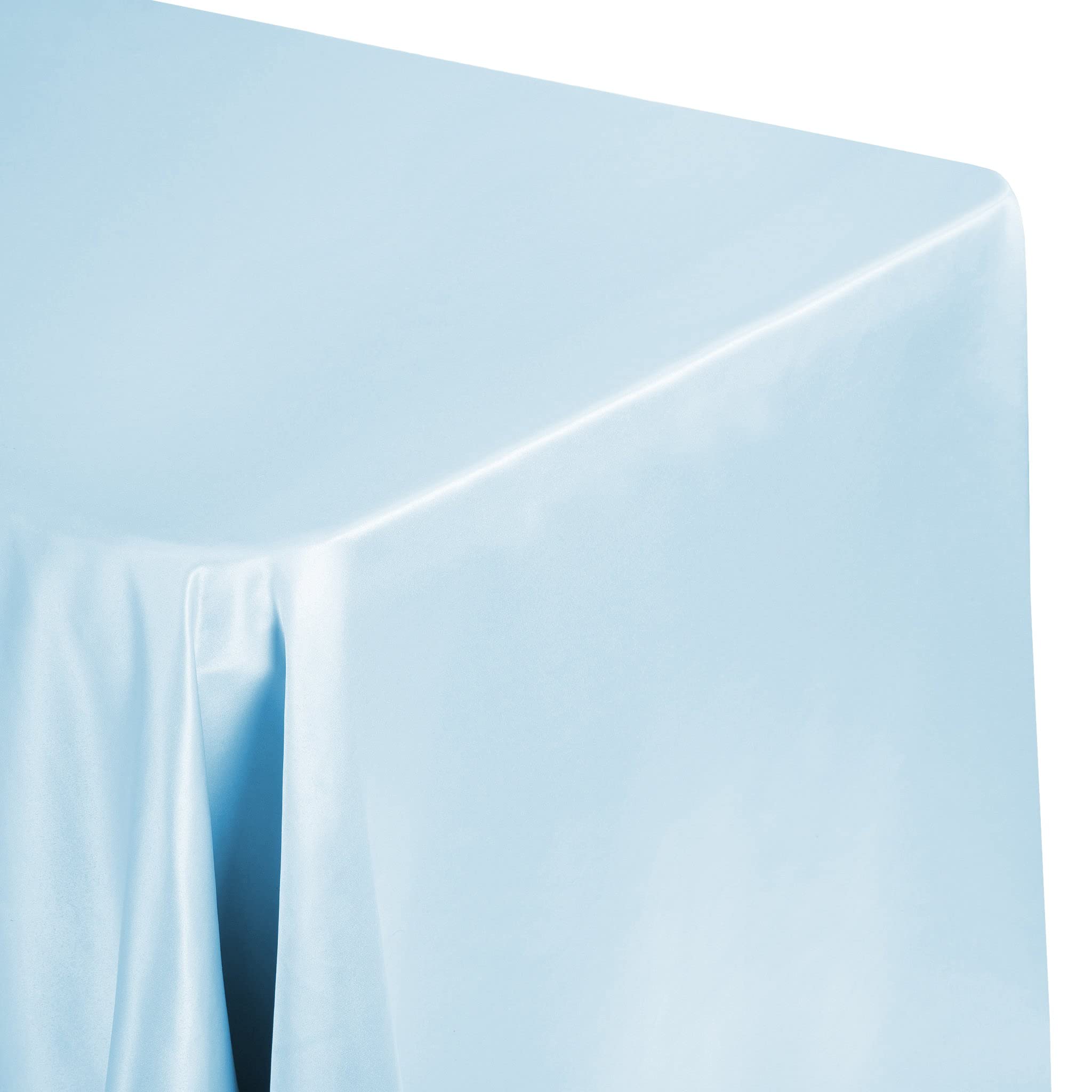 RCZ Décor Baby Blue Lamour Satin Rectangular Oblong Tablecloth (90" x 132") - Elegant & Luxurious Design, Perfect for Weddings, Parties & Special Events - 1 Pc.