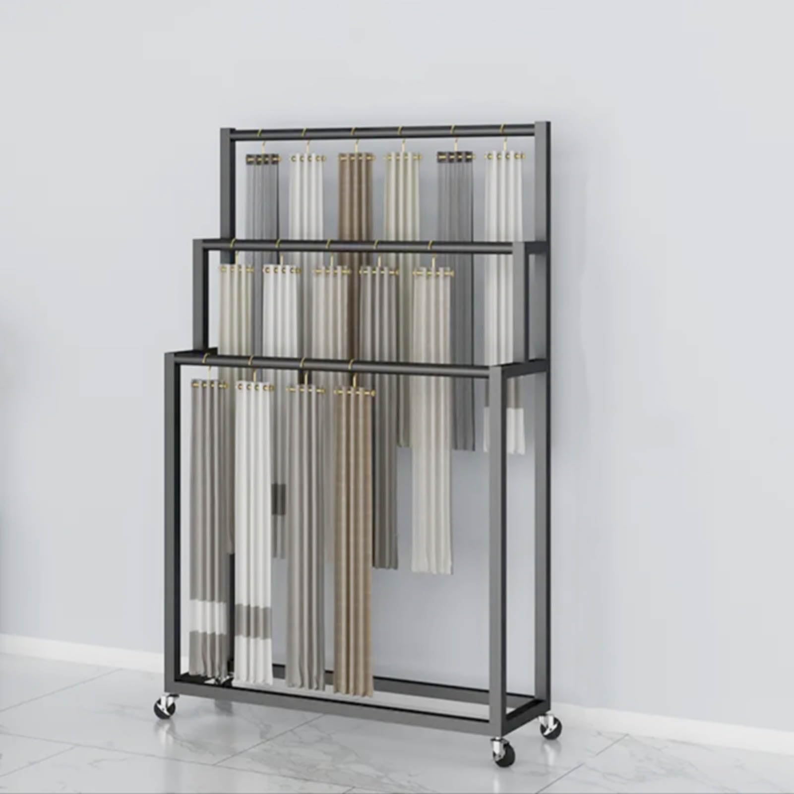 Expositor móvil Independiente para Bufandas y Cinturones: Organizador versátil para chales, hiyabs, Pantalones y Cortinas. Solución comercialización con Estilo.