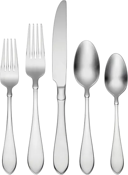 Oneida Satin Vertex 20 Piece Everyday Flatware Set, Service for 4, 18/0 Stainless Steel