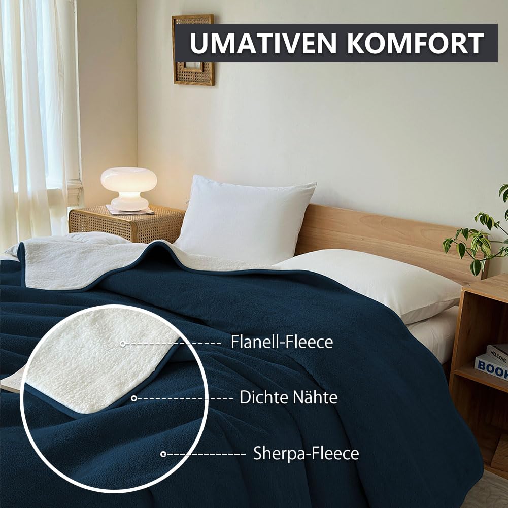NSNLGSGC Couverture imperméable 229 x 218 cm, couverture d'amour pour couples, amoureux, adultes et enfants, couverture imperméable en flanelle Sherpa, liquide jusqu'à 1500 g, bleu marine