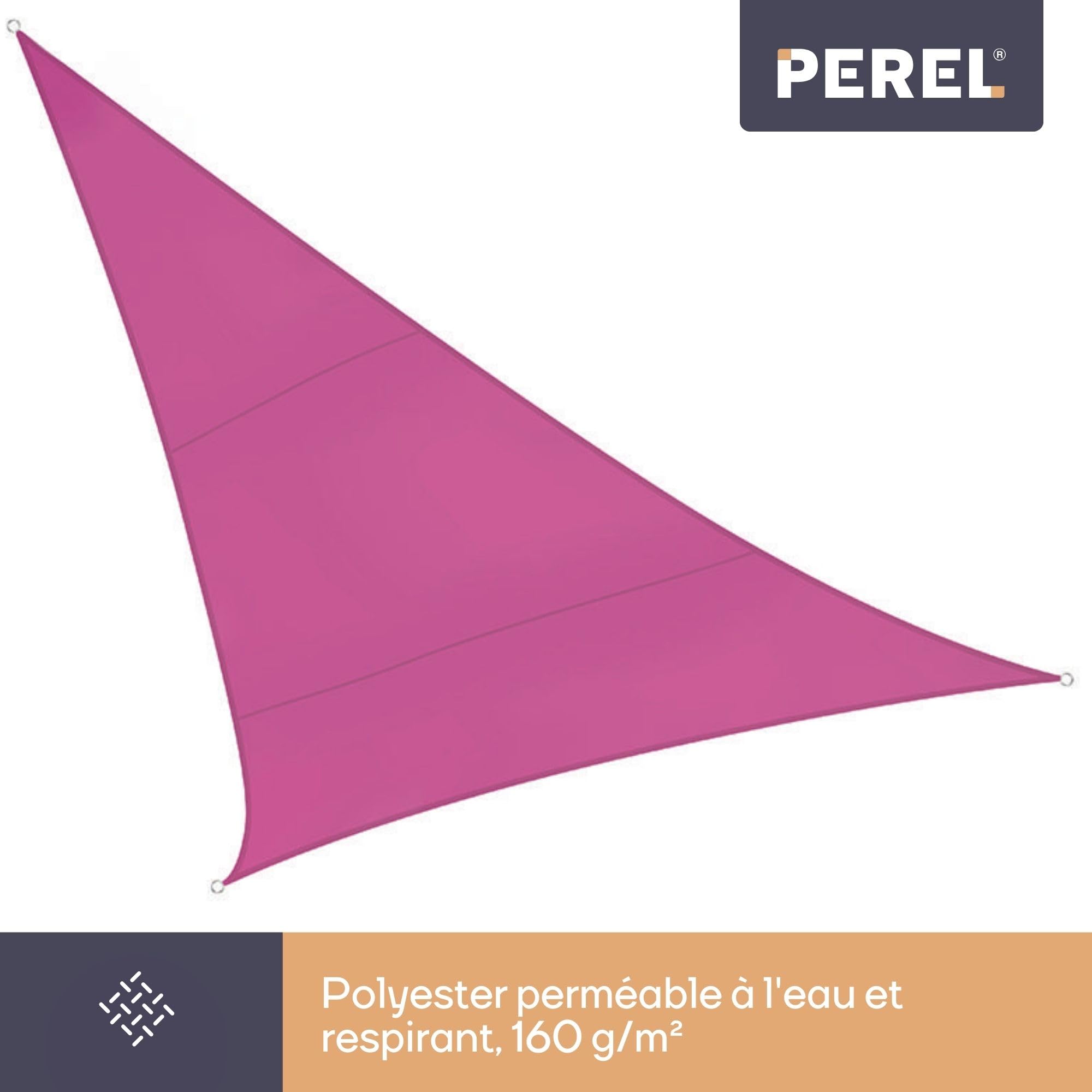 Voile D'Ombrage Perel Triangulaire - 3.6x3.6x3.6m, Fuchsia, IP65, Anti-UV - Pour Jardin