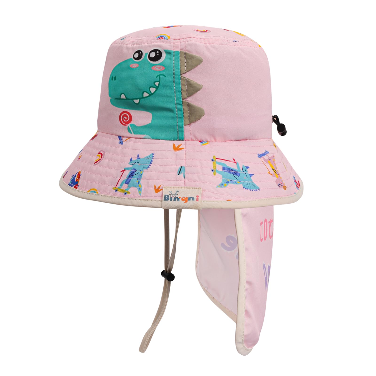 JUPSK Sombrero de Sol Bebé Niños Pequeños Verano Gorro Bucket Sun Hat UPF 50+ Protección Gorra con Solapa de Playa Gorro de Conejo Dinosaurio para Niños y Niñas de 1 a 4 años