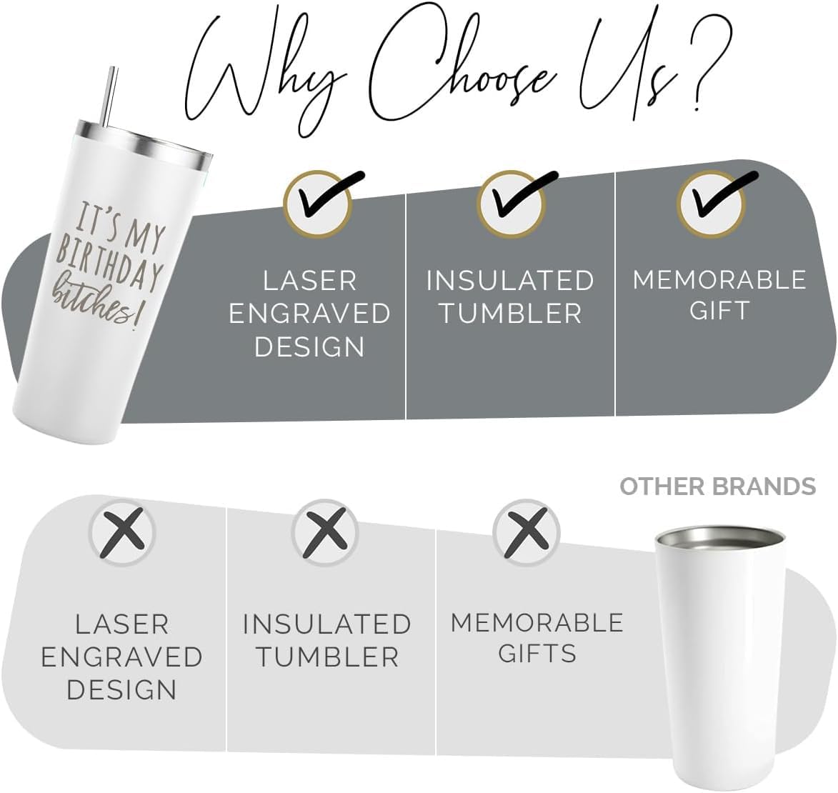 Birthday Bitches Wine Tumbler – 22 oz Stainless Steel Insulated Cup, Unique Gift for Women, Stylish Fun & Sassy Birthday Glasses & Cups - Image 7