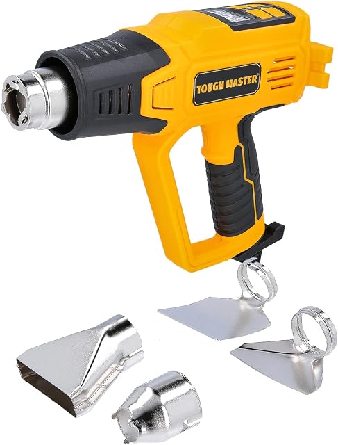 TOUGH MASTER Heat Gun 2000W Paint Stripper, 1.8m Corded 12 Heat Setting, 4 Nozzle Memory Function, 240V Home Improvement Tool, LED Hot Air Glue Gun DIY